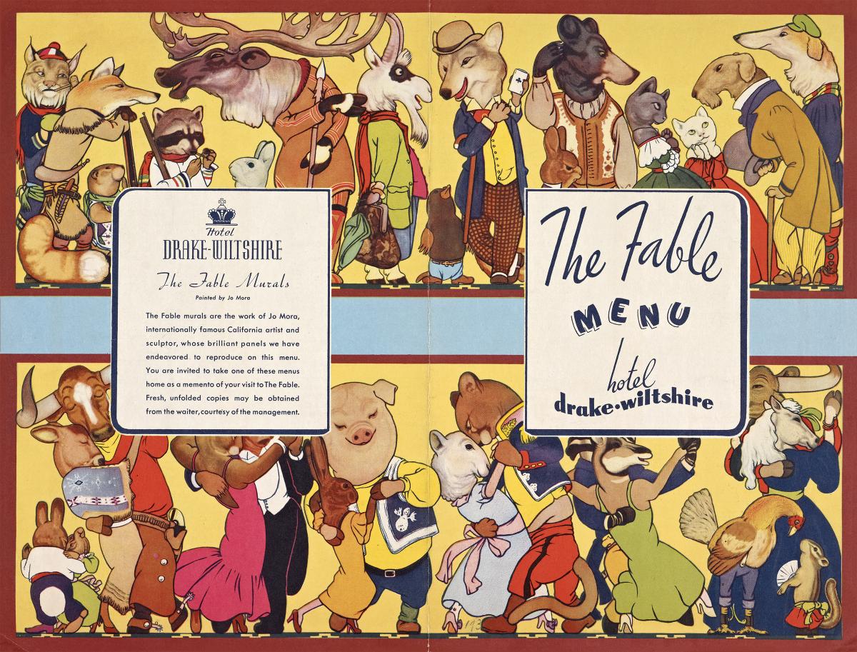 Menu for The Fable, a restaurant at the Hotel Drake-Wiltshire in San Francisco. 