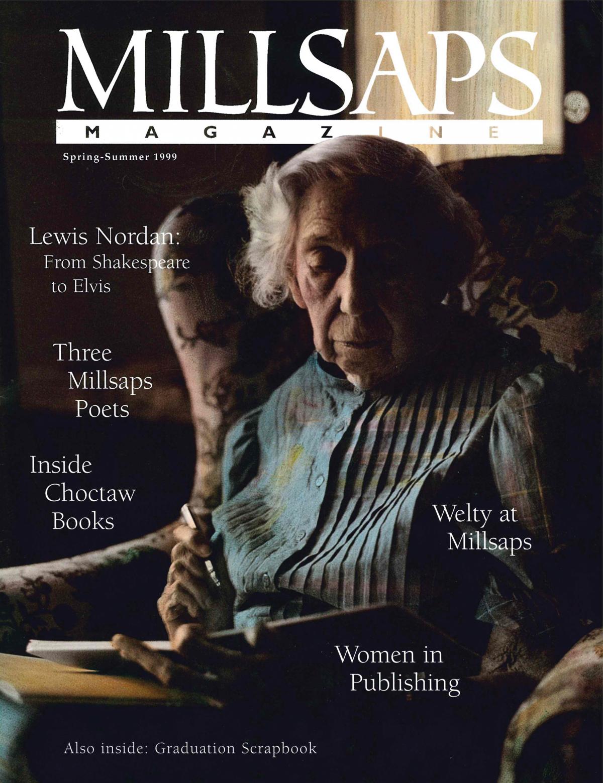 magazine cover of an older woman sitting in a chair
