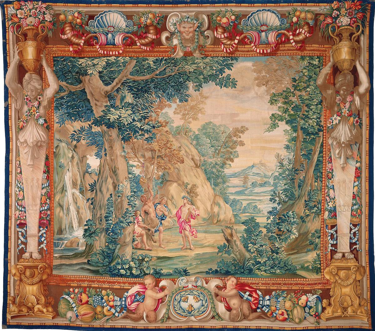 Elaborate tapestry of a forest scene