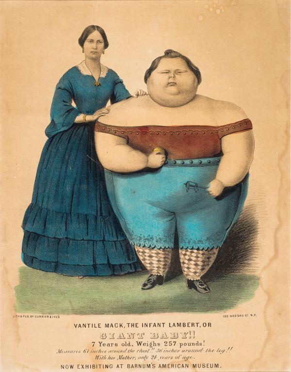 Poster for giant baby attraction at Barnum Museum