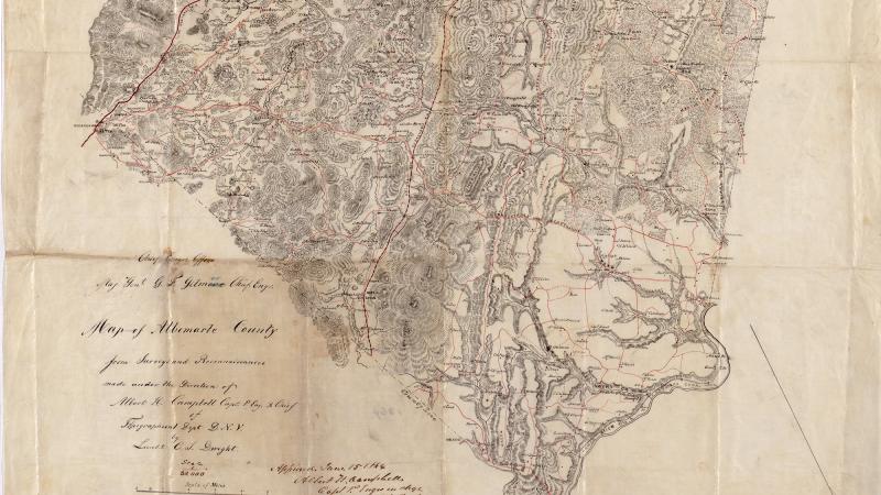 An excerpt from the "Map of Albemarle County" drawn by Lieut. C.S. Dwight, 1864.