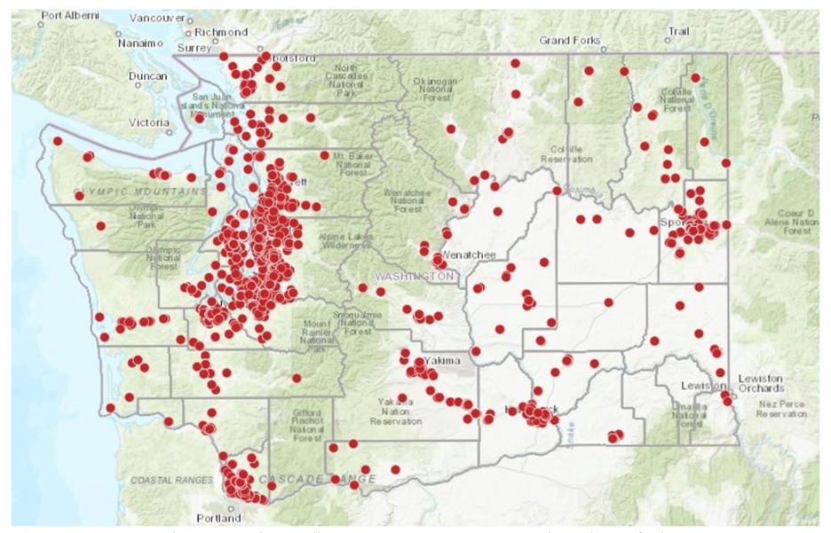 The Washington State Arts Commission’s collection spans over 71,000 square miles and 1,200 facilities