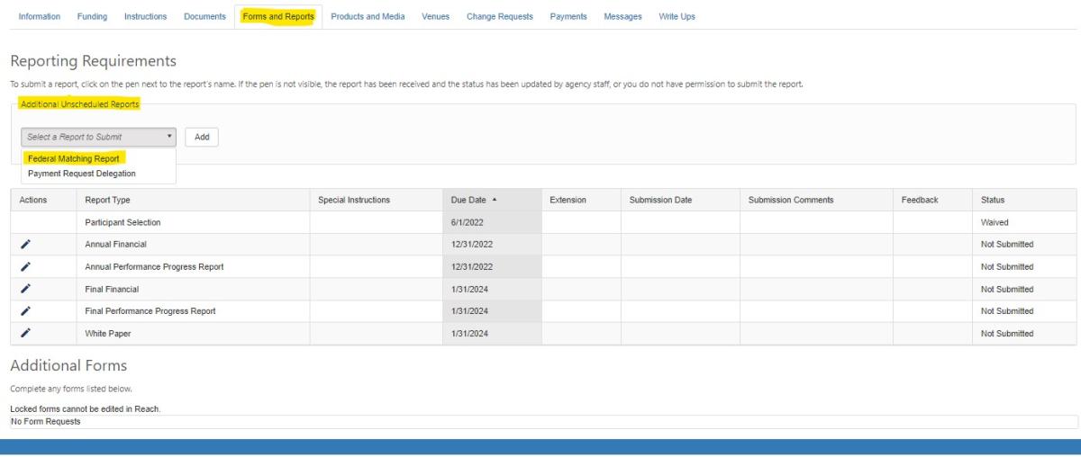 Federal Matching Report