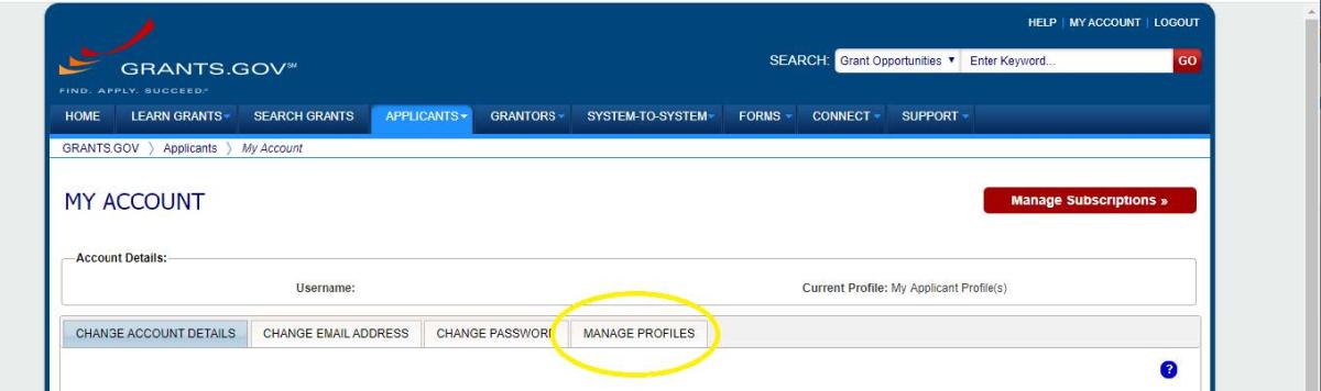 Creating an Individual Profile in Grants.gov