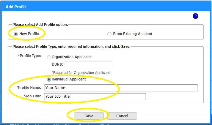 Creating an Individual Profile in Grants.gov