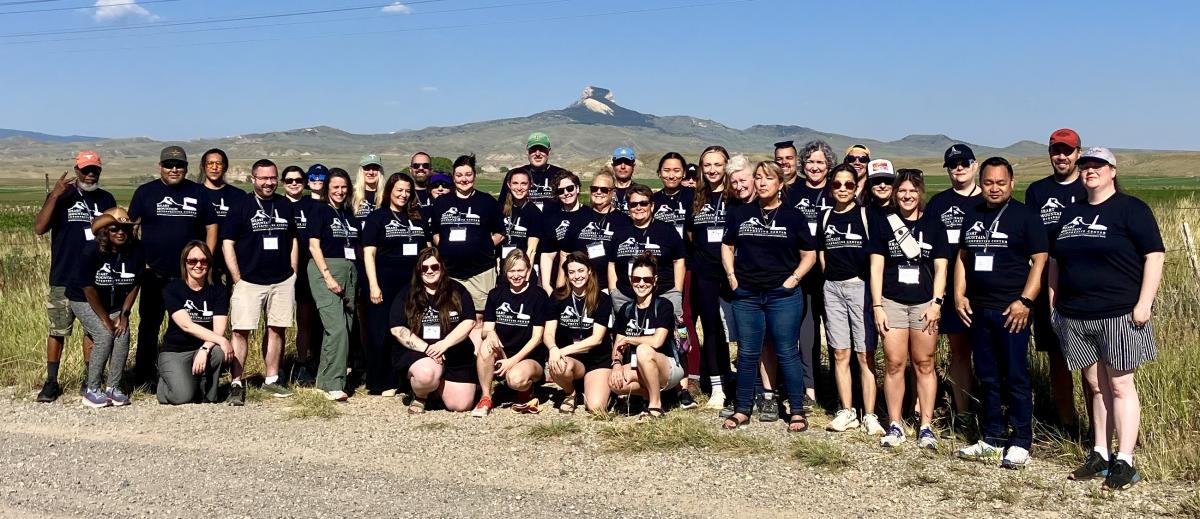 educators in front of Heart Mountain Wyoming 