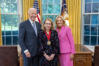 President Biden and Dr. Jill Biden with Roz Chast, National Humanities Medalist