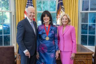 President Biden and Dr. Jill Biden with Joy Harjo, National Humanities Medalist