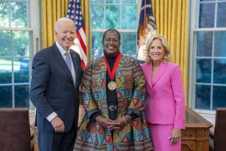 President Biden and Dr. Jill Biden with Robin Harris, National Humanities Medalist