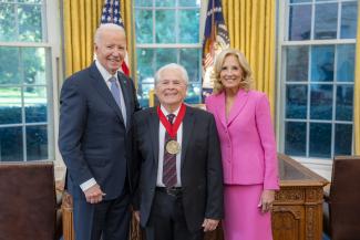 President Biden and Dr. Jill Biden with Nicolas Kanellos, National Humanities Medalist