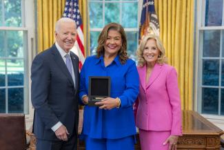 President Biden and Dr. Jill Biden with Elizabeth Alexander of the Mellon Foundation