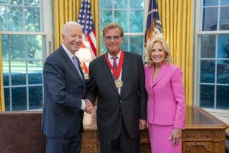 President Biden and Dr. Jill Biden with Aaron Sorkin, National Humanities Medalist