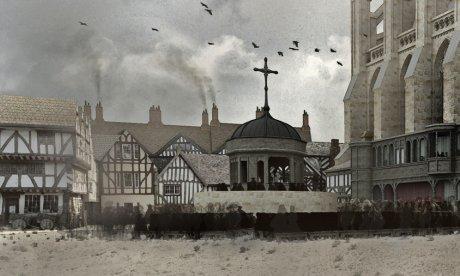 Photo of Paul's Churchyard, looking east from the west.