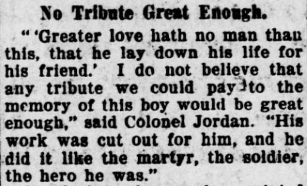 A newspaper memorial to an Rock Island soldier