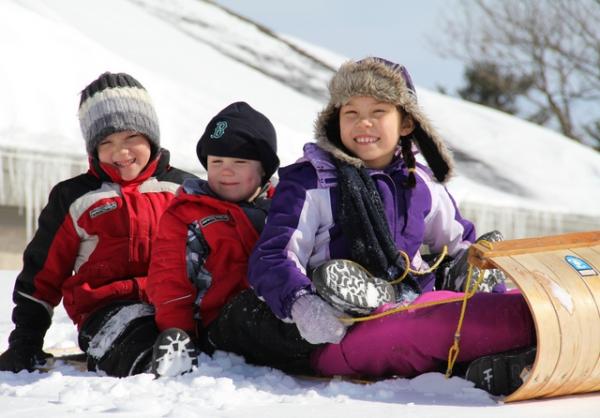 Children on a toboggan