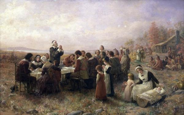 "The First Thanksgiving at Plymouth" (1914) By Jennie A. Brownscombe