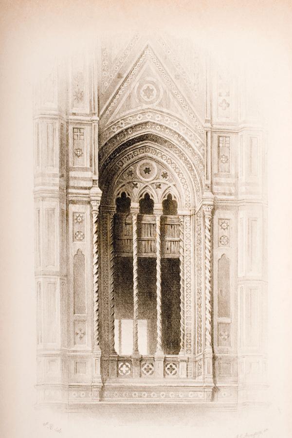 drawing of a church facade