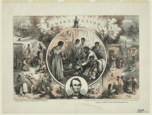 Emancipation, print by Thomas Nast, c.1865