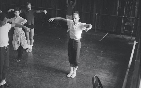 Jerome Robbins directing dancers during rehearsal for the stage production of ‘West Side Story’ in 1957.