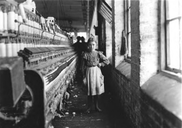 Lewis Hine little spinner girl in mill