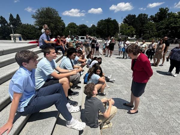 Susan Collins with NHD students 