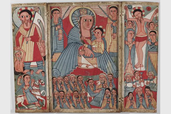 Ethiopian panel artwork, The Virgin and Child with Archangels.