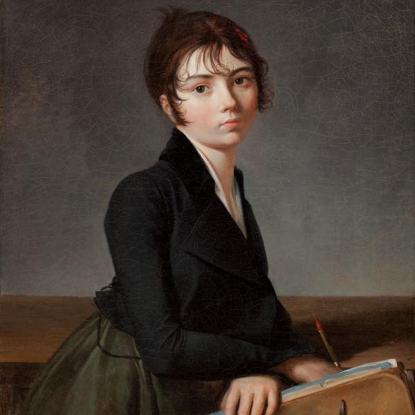 Woman Leaning on a Portfolio, oil painting by Guillaume Lethière.