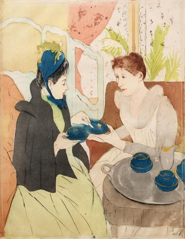 Two women sitting down to tea