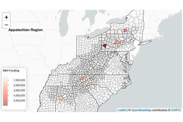 Map of the Appalachian region