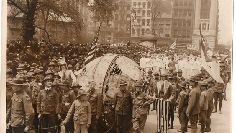 A photo taken of Americans in Europe, shortly after the U.S. entered World War I.