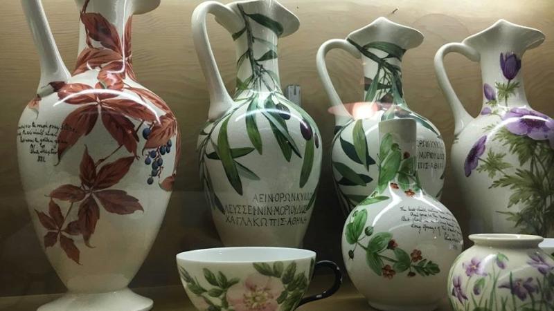 Original hand-painted Celia Thaxter pottery