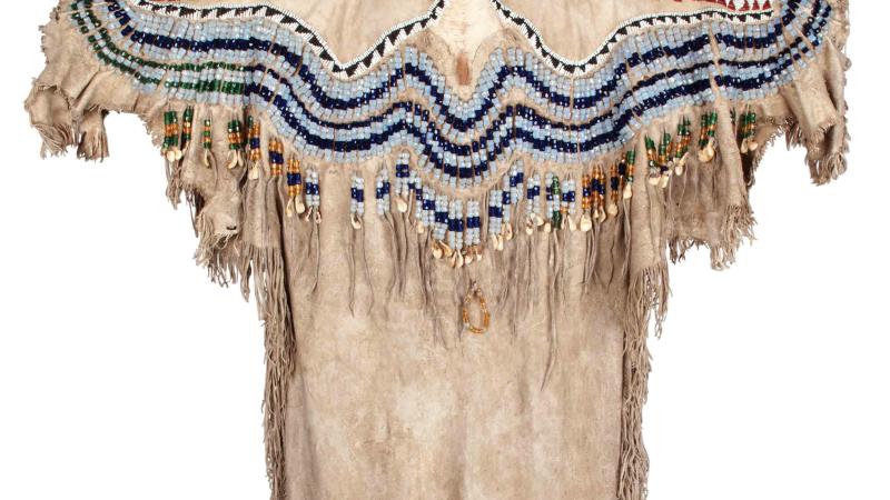 Nez Perce dress with blue bead design